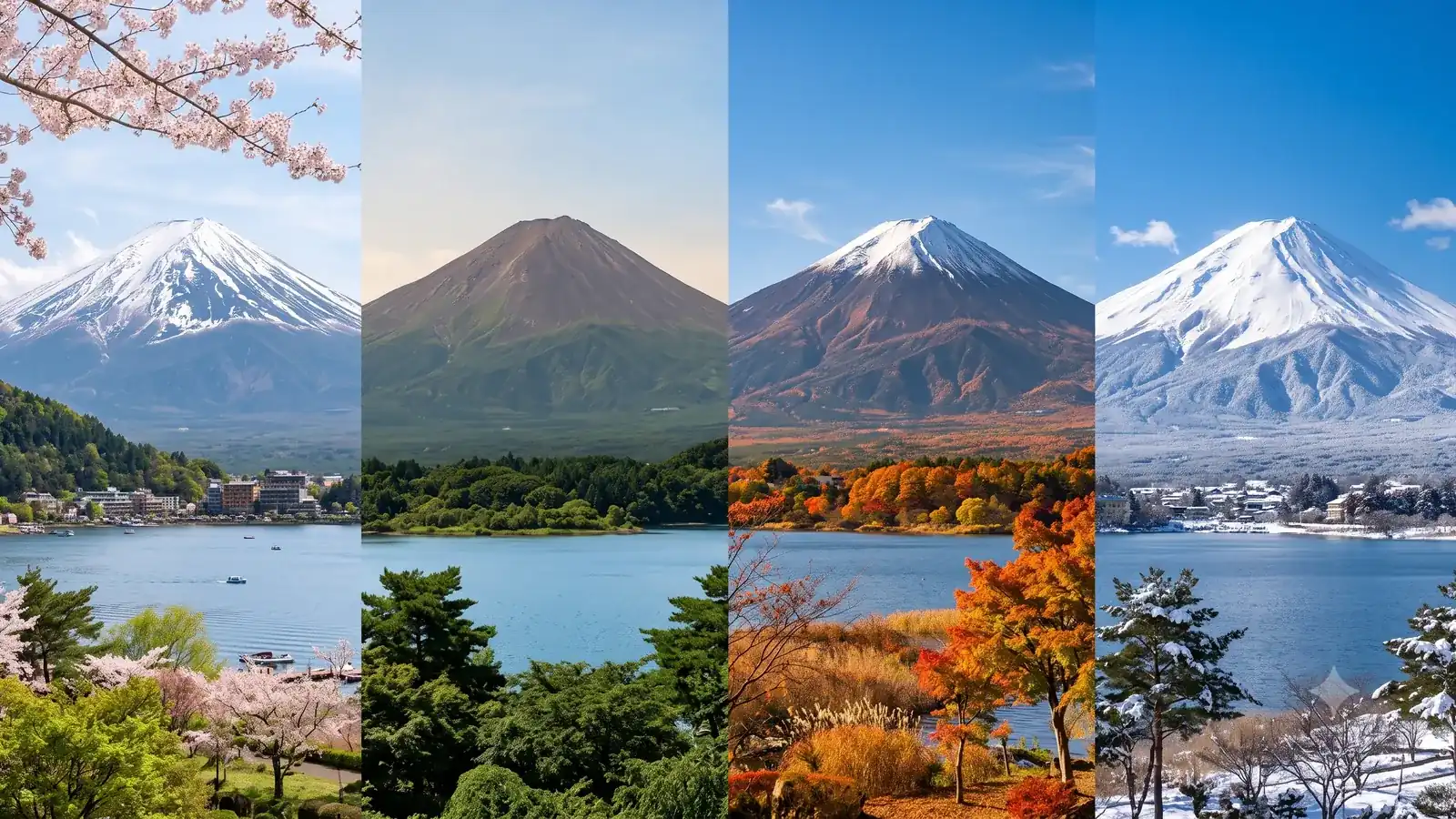 春・夏・秋・冬で移り変わる富士山の雪の姿